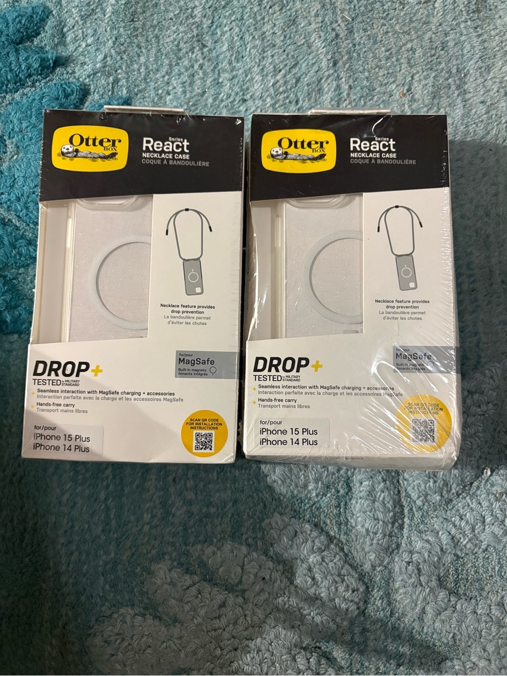 2 OtterBox React Series MagSafe Necklace Case – White (iPhone 15 Plus / 14 Plus)